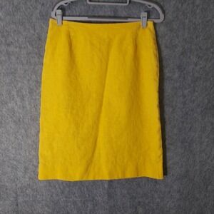 VTG Diane Von Furstenberg Skirt 14 Yellow Ramie Pencil Career Office Business‎